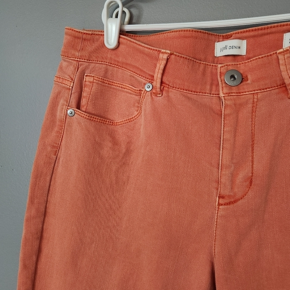 J.Jill Women’s Coral Authentic Fit Cropped Raw Hem Cotton Spandex Denim size 10 - Picture 3 of 13
